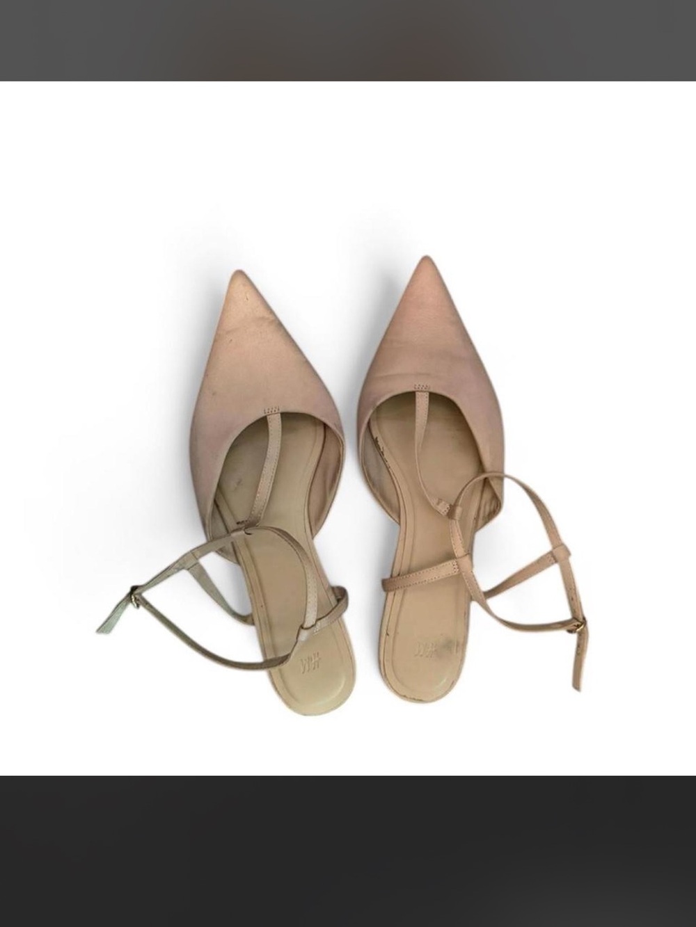 H&M Pointed Toe Ankle Strap Mules in Nude Pink